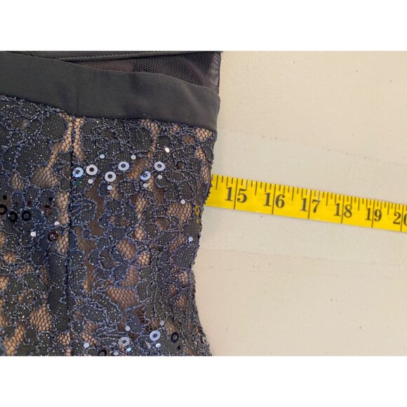 Morgan & Co. Sequin Halter Dress Sheer Insets & Keyhole Back Size 13 - Picture 12 of 14